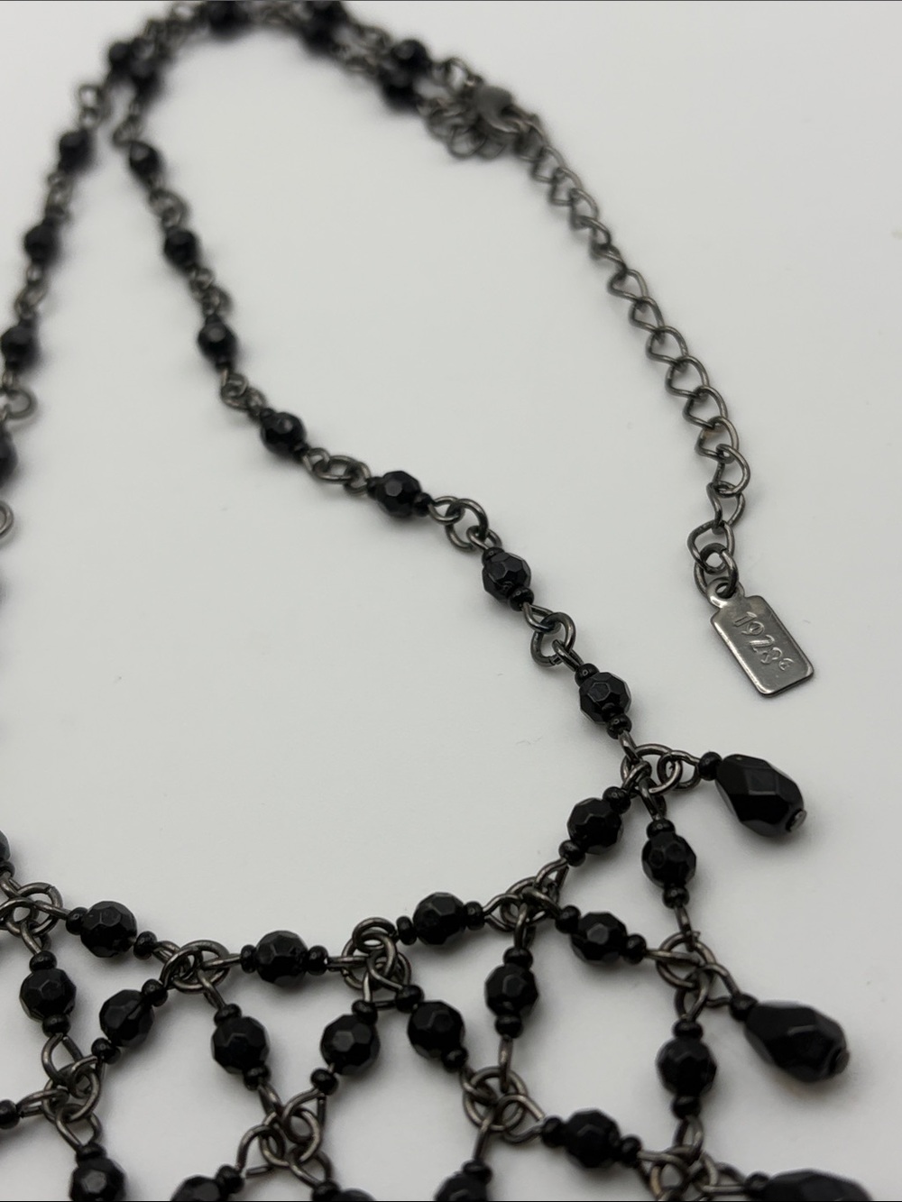 1928 Brand Black Beaded Lattice Necklace - Picture 4 of 4